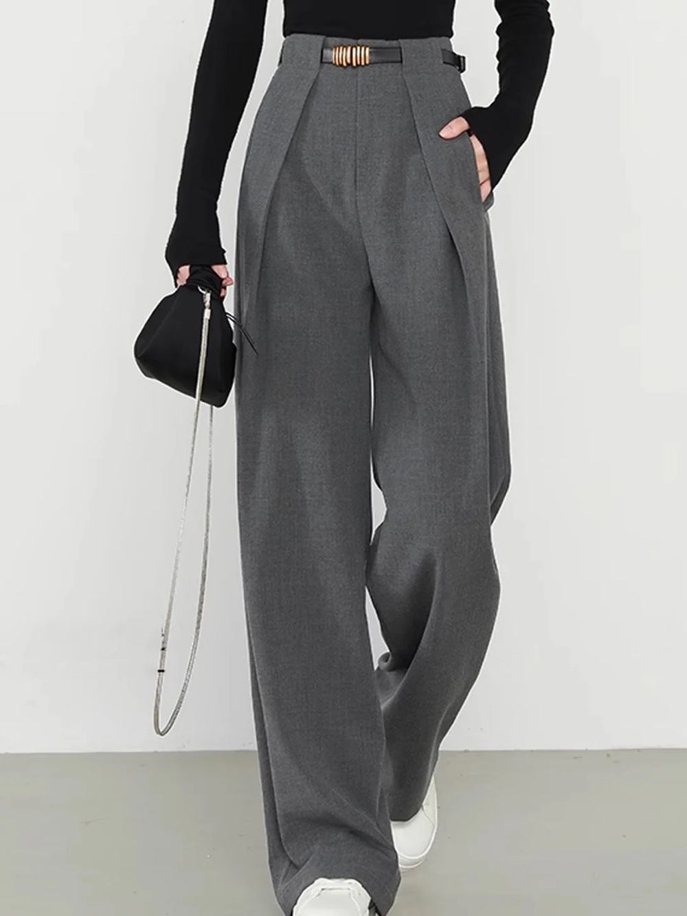 Commense Gray Tailored Dress Pants with Waist Loop